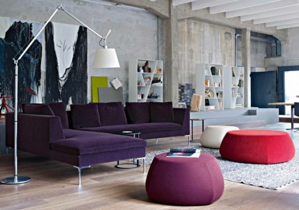Divano angolare viola