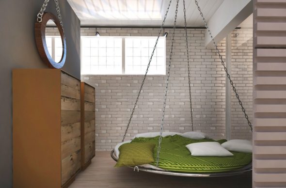 Letto rotondo su catene