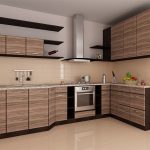 Cucina dopo l'incollaggio con pellicola effetto legno