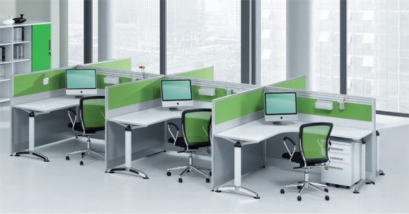 Disposizione parallela delle postazioni di lavoro una dopo l'altra
