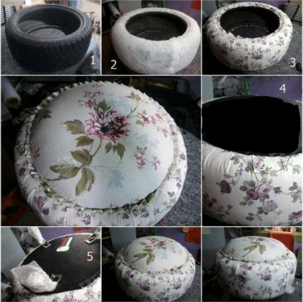 Pouf ricavato da un vecchio pneumatico