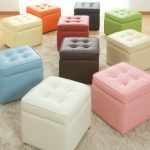 Pouf in pelle scamosciata multicolore