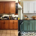 Vecchia cucina con frontali impiallacciati prima e dopo la verniciatura