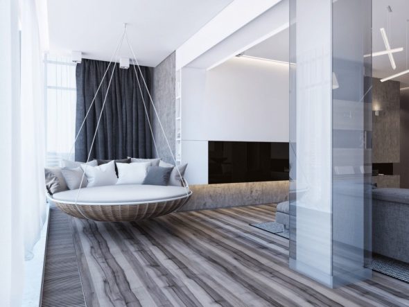 Elegante letto sospeso rotondo
