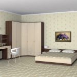 Camera da letto luminosa con set di mobili
