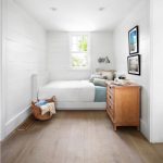 Letto angolare bianco per camera da letto in stile scandinavo