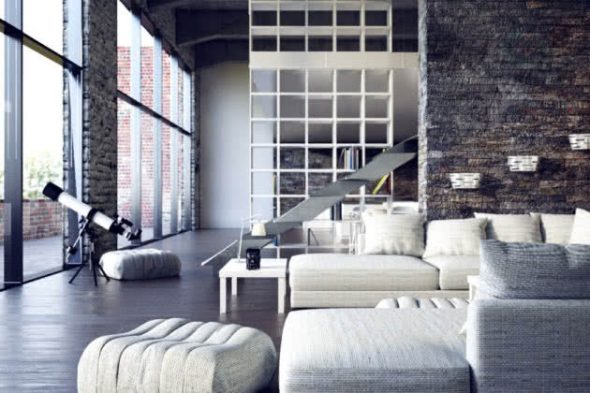 Loft bianco all'interno