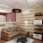 Interno di un monolocale con un letto grande