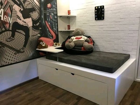 Letto a podio in MDF laminato