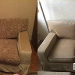 Divano letto semplice prima e dopo il rivestimento