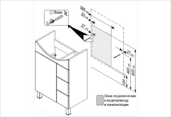 Schema di installazione del piedistallo