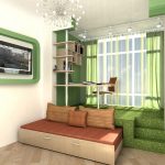 Letto estraibile a podio all'interno del soggiorno