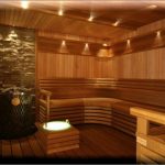 Panche in legno per il bagno turco a forma di lettera P