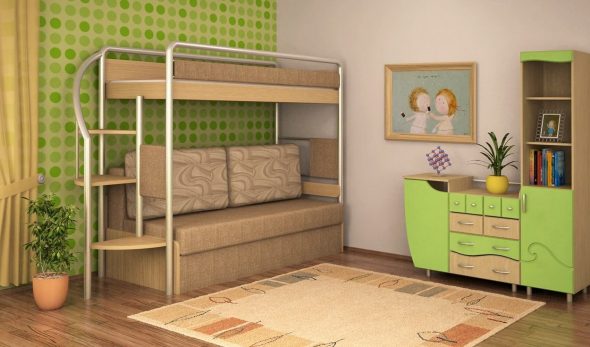 Letto a soppalco con divano