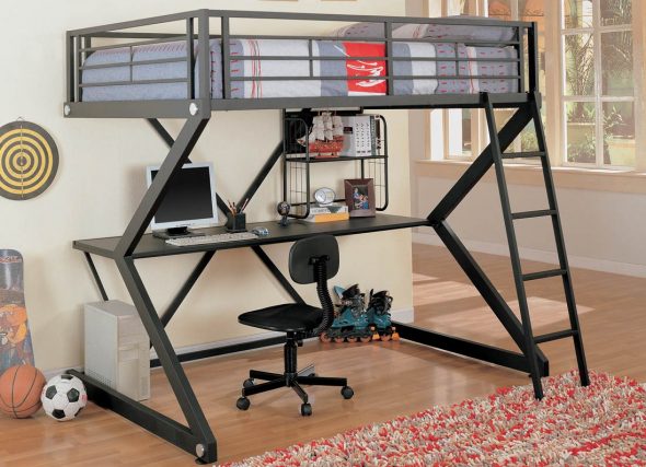 Letto a soppalco in metallo