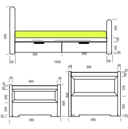 Disegno dettagliato del letto