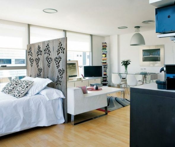 Stile scandinavo per una camera da letto-soggiorno