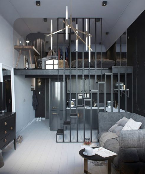 Letto per una stanza in stile loft