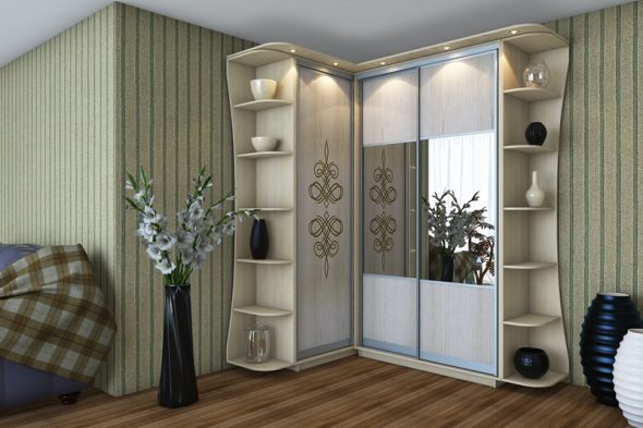 Elegante mobile angolare con illuminazione