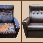 Sedia in pelle rinnovata con nuovo rivestimento
