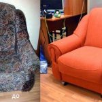 Sedia rinnovata dopo il rivestimento fatto a mano