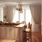 Cucina chic con isola e senza pensili