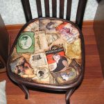 Decorazione della sedia con ritagli di giornale