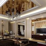 Elementi del soffitto a specchio in un soggiorno classico