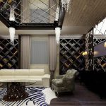 Soggiorno originale con soffitto a specchio