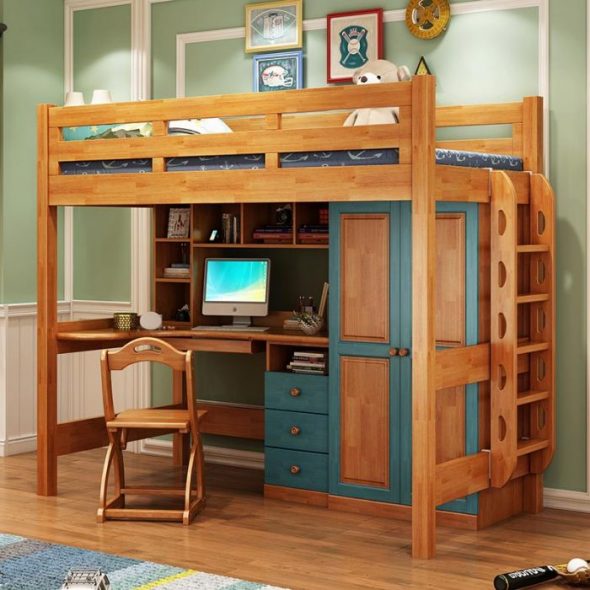 Letto a soppalco in legno