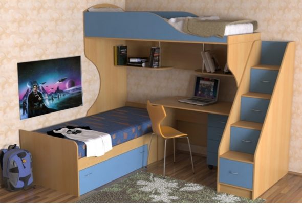 Letto per bambini con zona lavoro