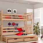 Letto a castello in legno con tre posti letto