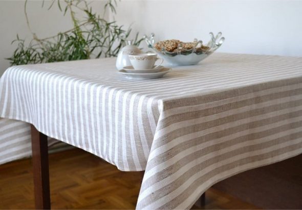 Tovaglia a righe naturali