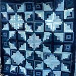 Bellissimo motivo su una coperta realizzata con toppe di denim