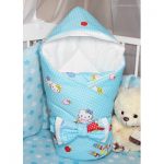 Busta con cappuccio blu gattino