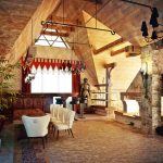 Tende bordeaux in stile gotico per la sala