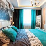 Nero e turchese per un interno della camera da letto a contrasto