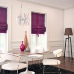 Tende romane viola con fiocchi e chiusura profilata