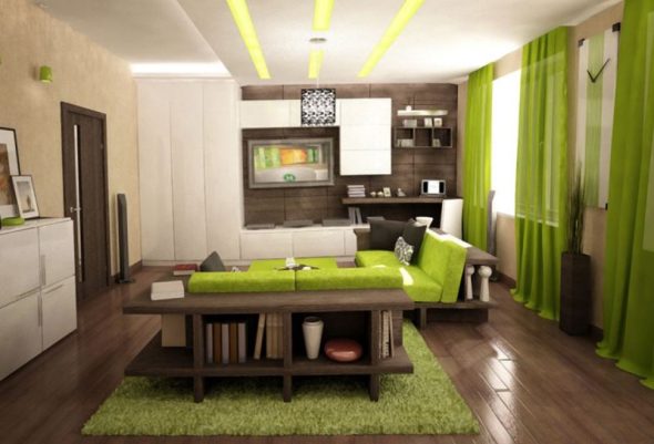Tende color pistacchio all'interno