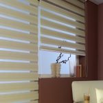 tende a rullo a cassetta zebra sulla finestra del soggiorno