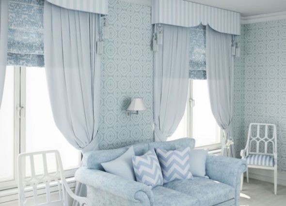 Il blu è appropriato e bello nella sala
