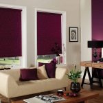 Due finestre del soggiorno con tende a rullo dal design aperto