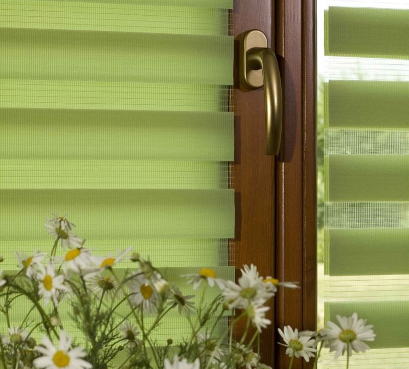 Tende a rullo zebrate con strisce verde chiaro