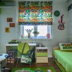 Muro di mattoni nel design della cameretta dei bambini
