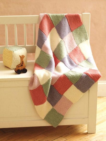 Pătură patchwork din pătrate multicolore
