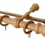 Bastone per tende doppio realizzato con parti in legno per tende