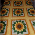 Pătură frumoasă din patchwork cu floarea-soarelui