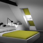 Camera da letto mansardata in stile minimalista