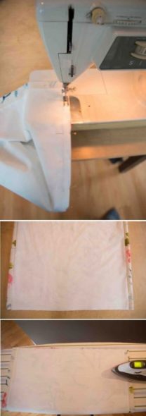 Lavorazione dei bordi di una tenda senza cornice