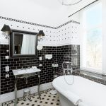 Bastone per tenda ovale in bagno bianco e nero